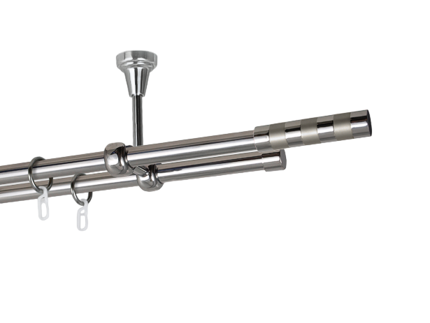 Карниз MStyle Сигма металлический двухрядный труба 16/16 мм кронштейн потолочный 300 см Сталь (J010584)