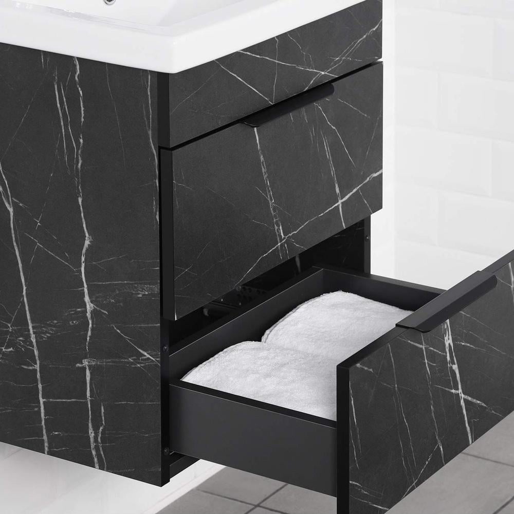 Тумба підвісна із раковиною MVK Vostok Lite 50 B1 500х400х530 мм Камінь П'єтра Гріджо Чорний (8086bl) - фото 6