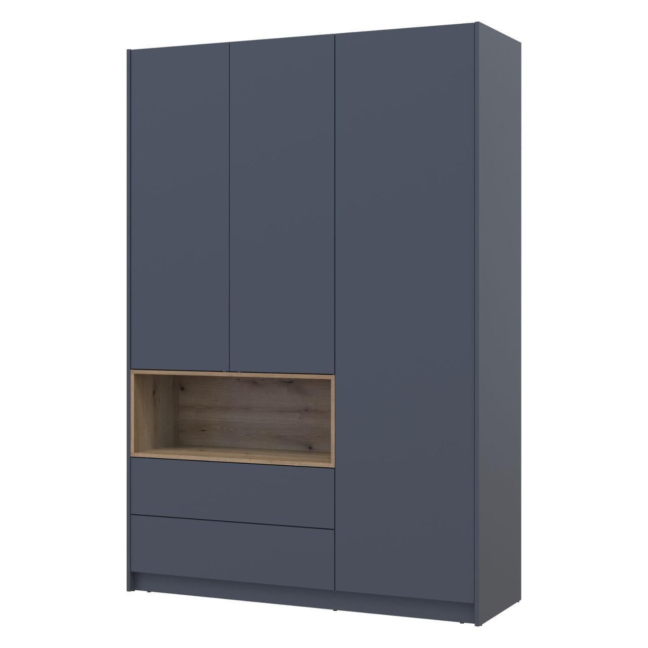Шкаф для одежды с нишей Doros Дейл 146,8х52х220 см Графит/Дуб эвок (DRS-011282)
