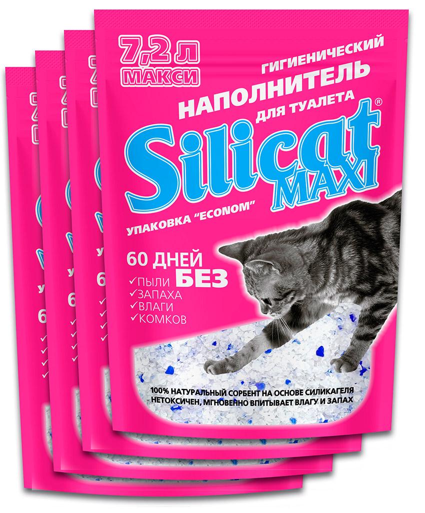 Наповнювач для котячого туалету Silicat Maxi силікагелевий 7,2 л x 4 шт. 28,8