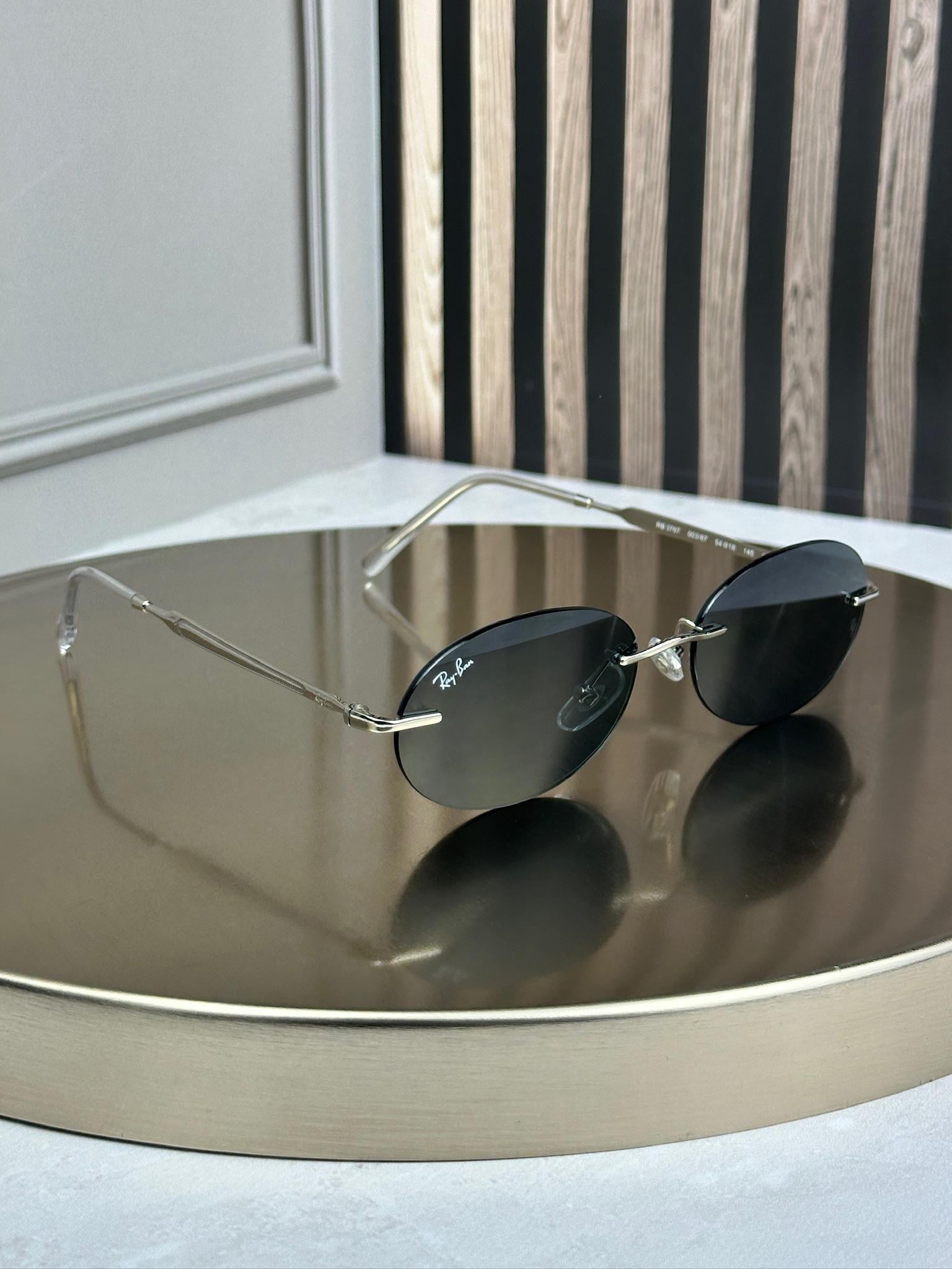 Солнцезащитные очки RAY-BAN RB3767 темная линза безободочные с Серебряный