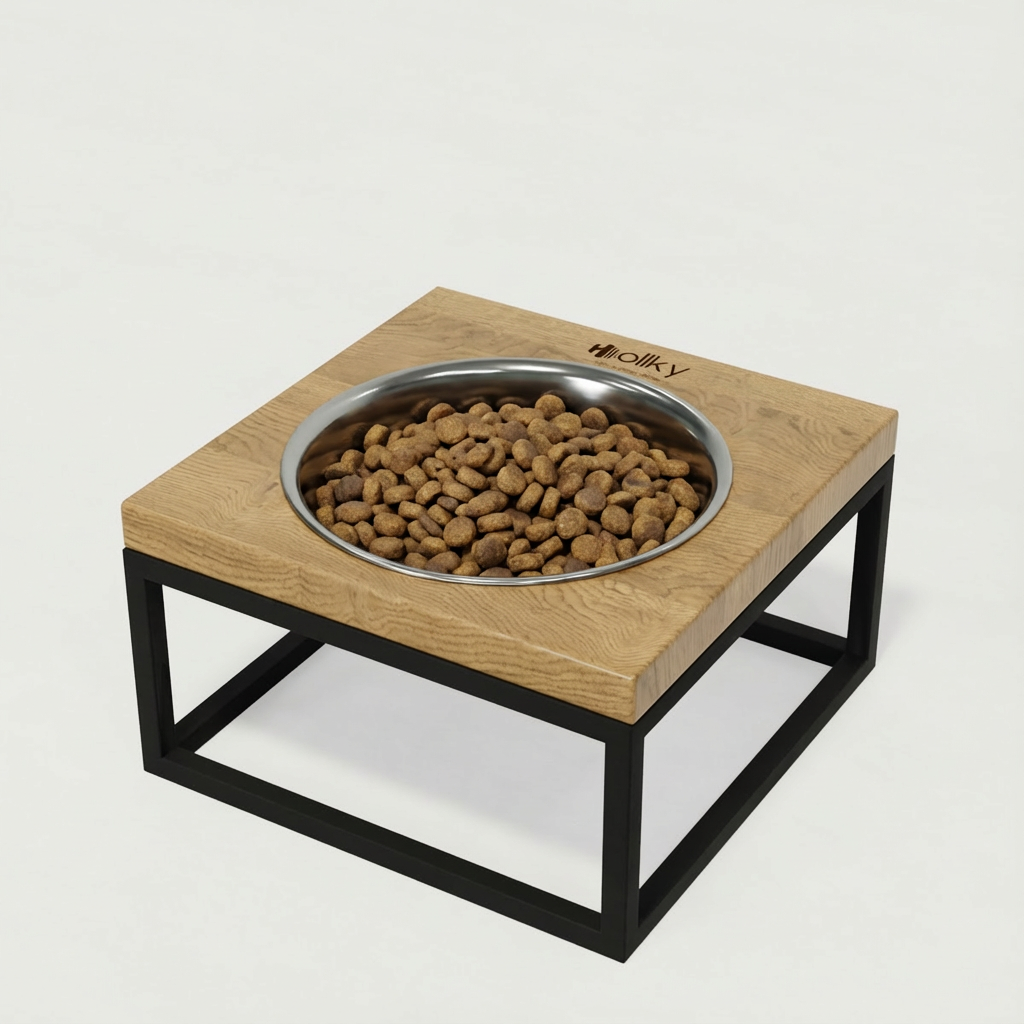 Миска на подставке для кошек и средних собак Hollky Base Solo M 0,8 л (M-212110-BLNT) - фото 1