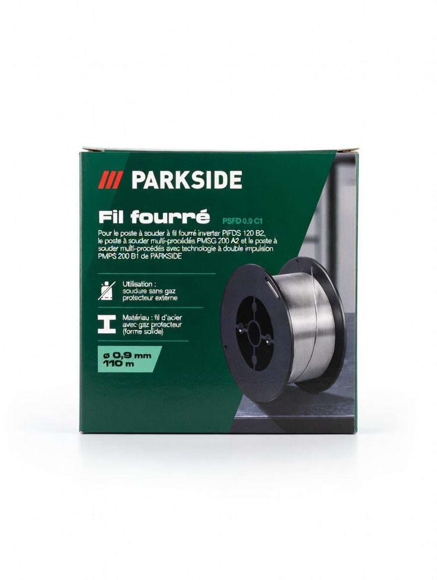 Дріт порошковий для зварювання без газу PARKSIDE PSPFD0.9C1 0,9 мм x 110 м 450 г сталь з флюсом сумісний з PIFDS 120 PMS 200 PMPS 200