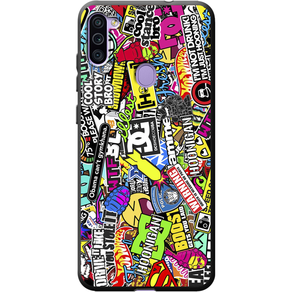 Чехол Boxface Samsung A115 Galaxy A11 Multicolored Inscriptions Черный силикон (39628-up880-40216)