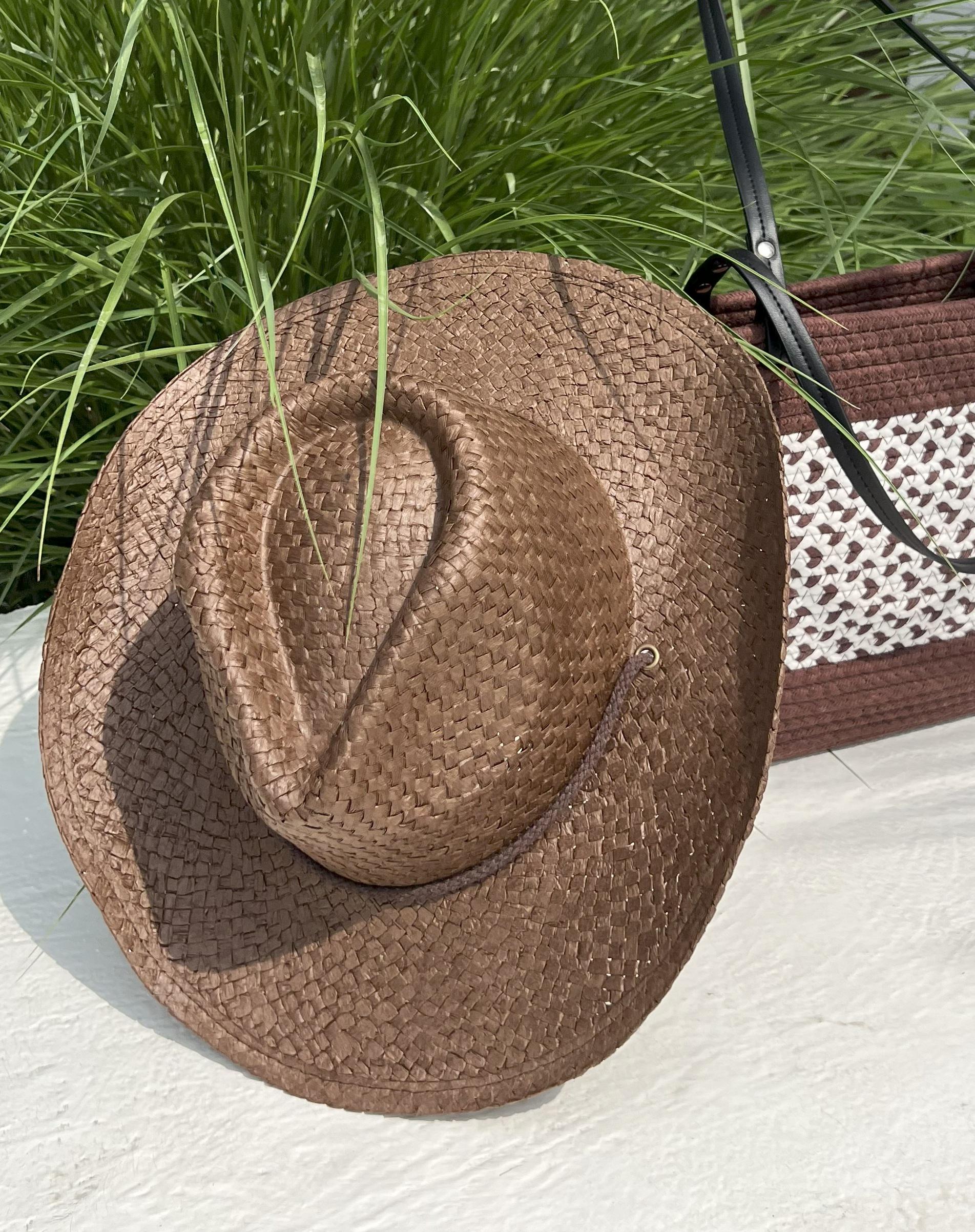 Шляпа плетеная WESTERN Ковбойка со шнуром Коричневый