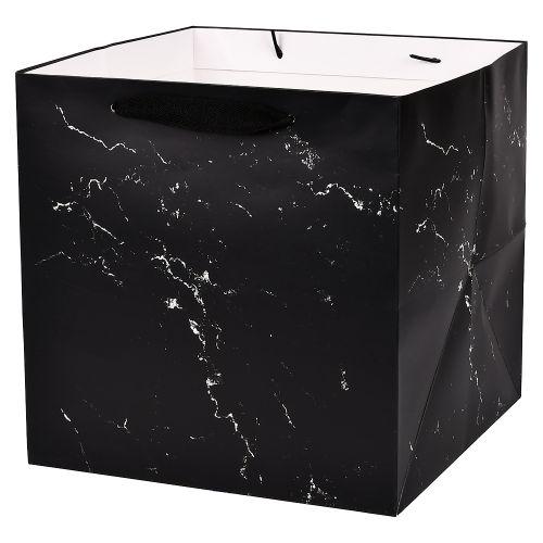 Подарочная бумажная сумка с ручками Stenson Strong Marble 20х20х20 см Черный (R98827-S)