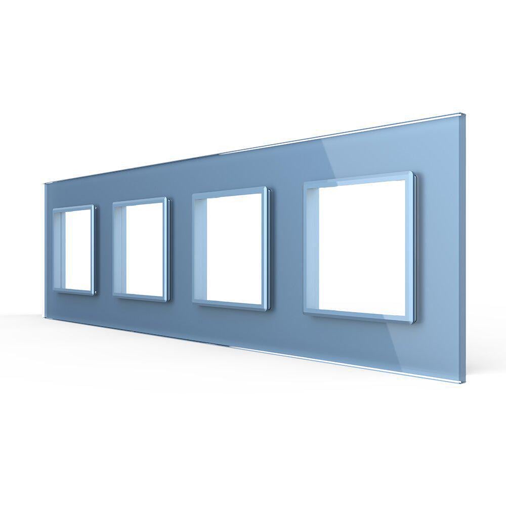 Рамка розетки Livolo 4 места стеклянная Голубой (C7-SR/SR/SR/SR-19)