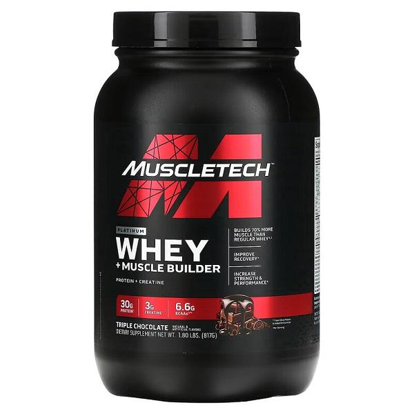 Протеин MuscleTech Platinum Whey + Muscle Builder 817 г 18 порций Triple Chocolate