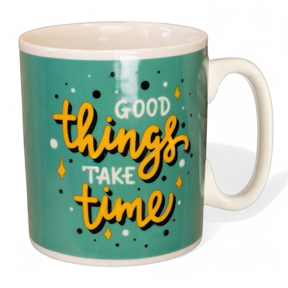 Кружка керамическая "Good things take time" 1 л Зеленый - фото 3 Кружка керамическая "Good things take time" 1 л Зеленый - фото 3
