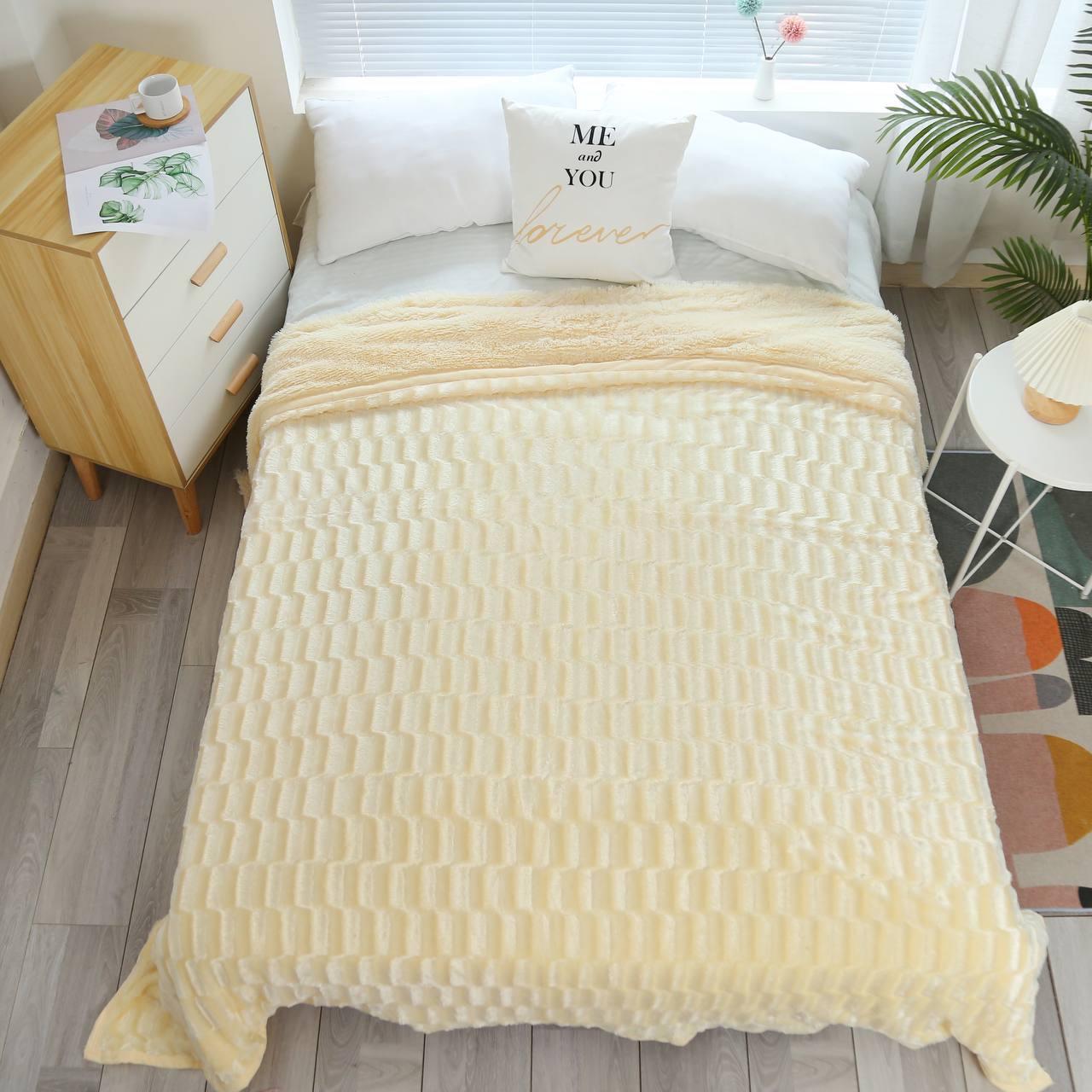 Плед на кровать 220х240 см Молочный (Д-am-norka-002) - фото 1 Плед на кровать 220х240 см Молочный (Д-am-norka-002) - фото 1