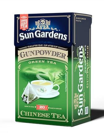Чай зелений Sun Gardens Gunpowder 50 г 20 пірамідок Чай зелений Sun Gardens Gunpowder 50 г 20 пірамідок