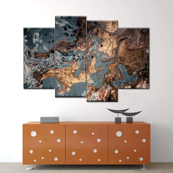 Модульная картина KIL Art Мазки серо-золотые из четырех частей 129x90 см (M4_L_103) Модульная картина KIL Art Мазки серо-золотые из четырех частей 129x90 см (M4_L_103)