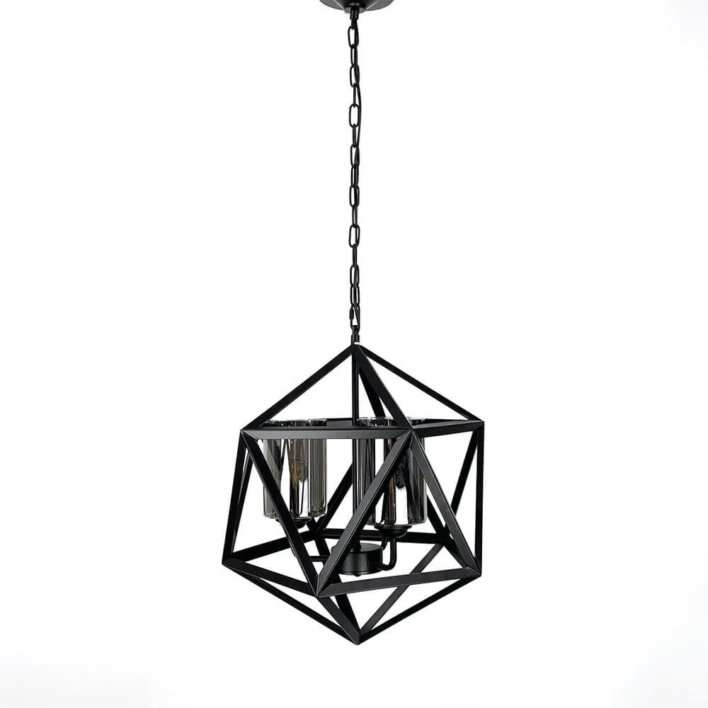 Люстра лофт формы многогранник с графитовыми плафонами Черный (045/3 BK/GR)