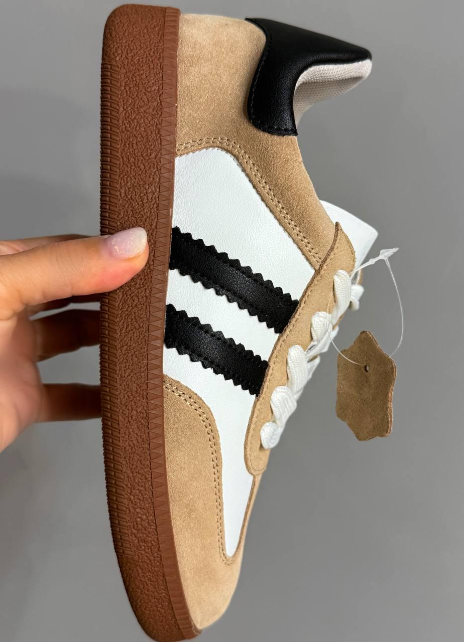Кросівки жіночі Hengji 375-3 Samba шкіряні на коричневій підошві р. 38 24 см Білий/Бежевий - фото 4 Кросівки жіночі Hengji 375-3 Samba шкіряні на коричневій підошві р. 38 24 см Білий/Бежевий - фото 4