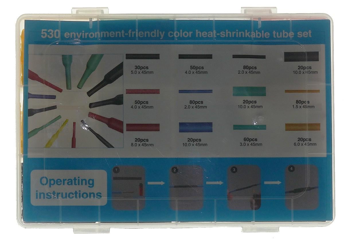 Набір термозбіжних трубок 530 шт. 12 розмірів (rest1851)