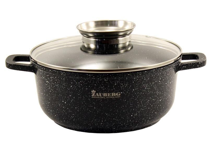 Кастрюля алюминиевая ZAUBERG с мраморным покрытием и крышкой 4,5 л (0324 BL)