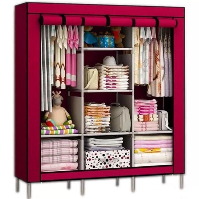 Шкаф для одежды складной тканевый Storage Wardrobe 88130 с металлическим ом Красный (НФ-00001756) Шкаф для одежды складной тканевый Storage Wardrobe 88130 с металлическим ом Красный (НФ-00001756)