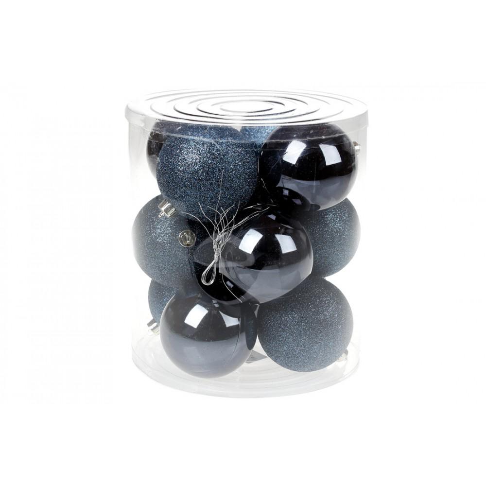Набор елочных шаров 8 см северо-синий (147-925).