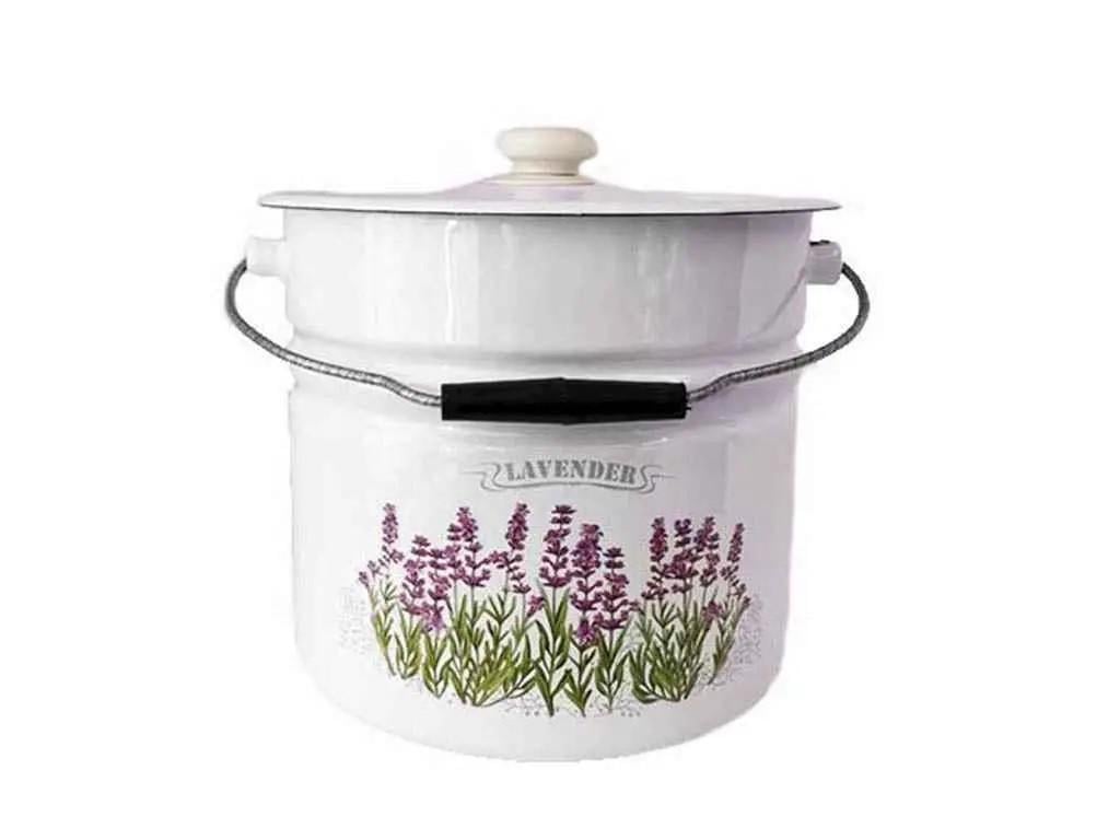 Ведро с крышкой эмалированное Idilia Лаванда цилиндрическое 12 л (1224/2)