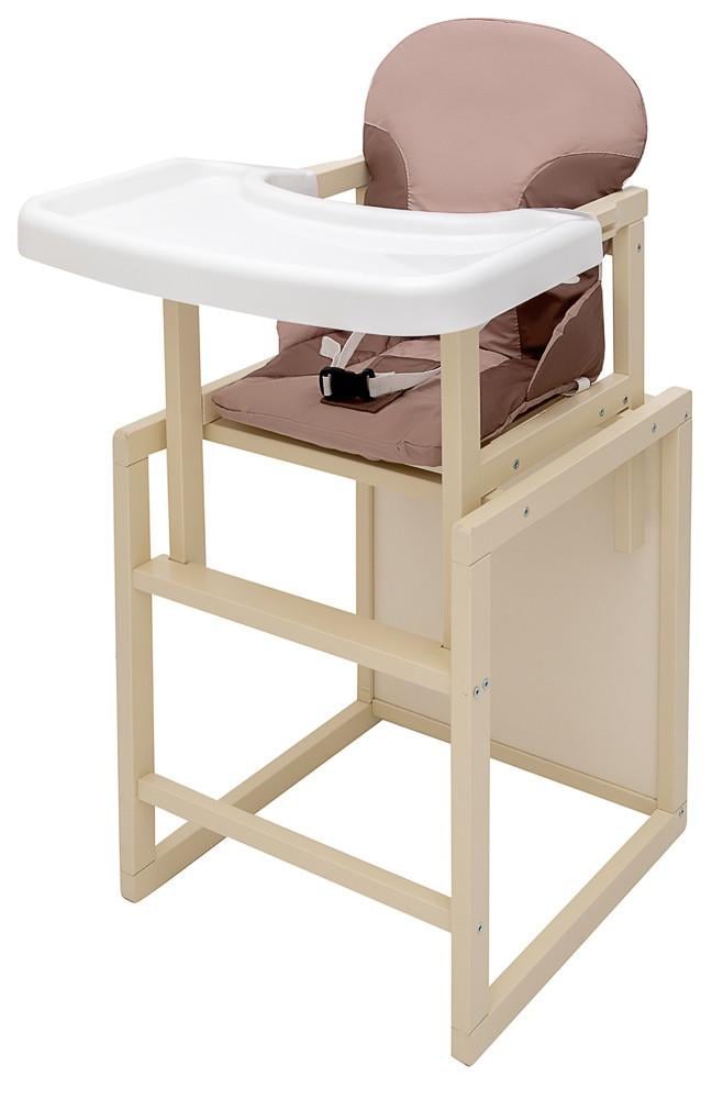 Стульчик-трансформер детский для кормления Babyroom Пони-260 2в1 деревянный раскладной 47х50х93 см Слоновая кость капучино (150-7-680991)