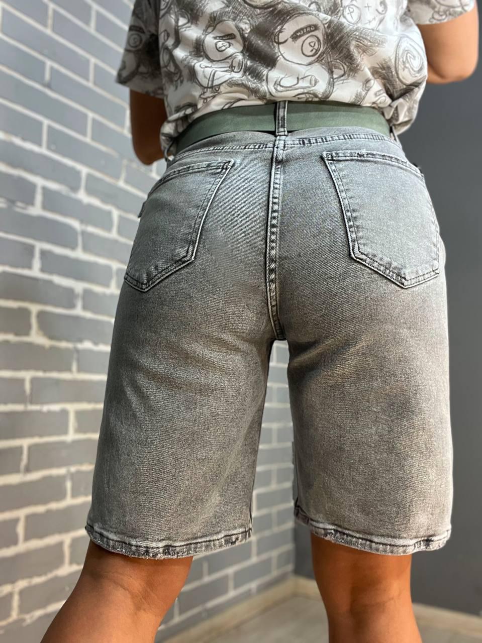 Шорты женские джинсовые SESSANTA 16756 Mом бермуды стрейчевые р. 31 Серый/Зеленый (2410) - фото 2 Шорты женские джинсовые SESSANTA 16756 Mом бермуды стрейчевые р. 31 Серый/Зеленый (2410) - фото 2