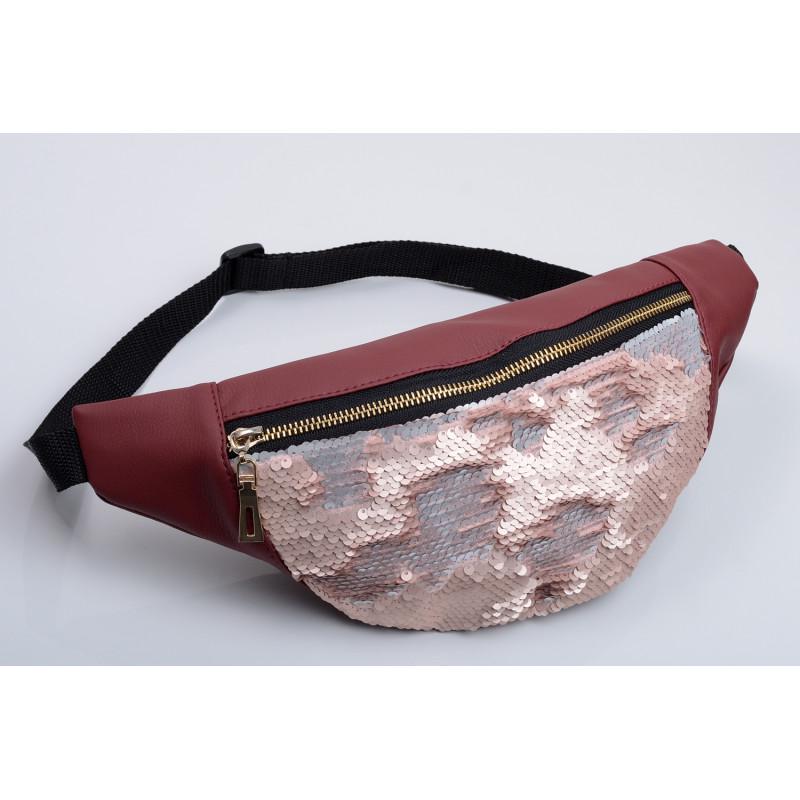 Сумка бананка на пояс Hoso MSG 33x14x5 см Бордовый