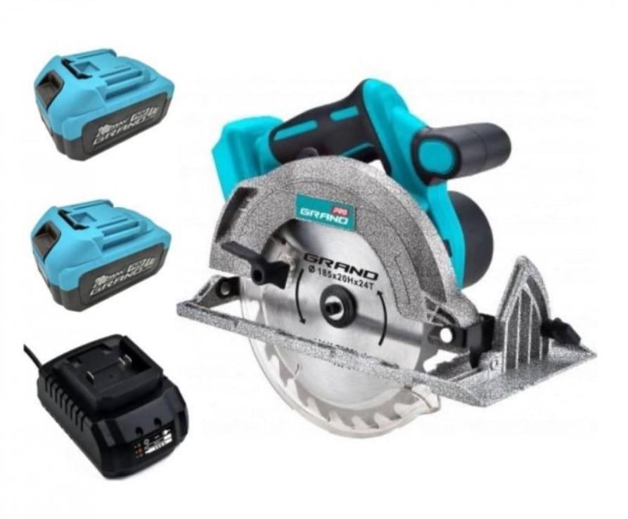 Дисковая пила аккумуляторная Grand ПД-20 BL/PRO с 2 аккмуляторами и зарядным устройством (GRAPD20BL-2) - фото 3