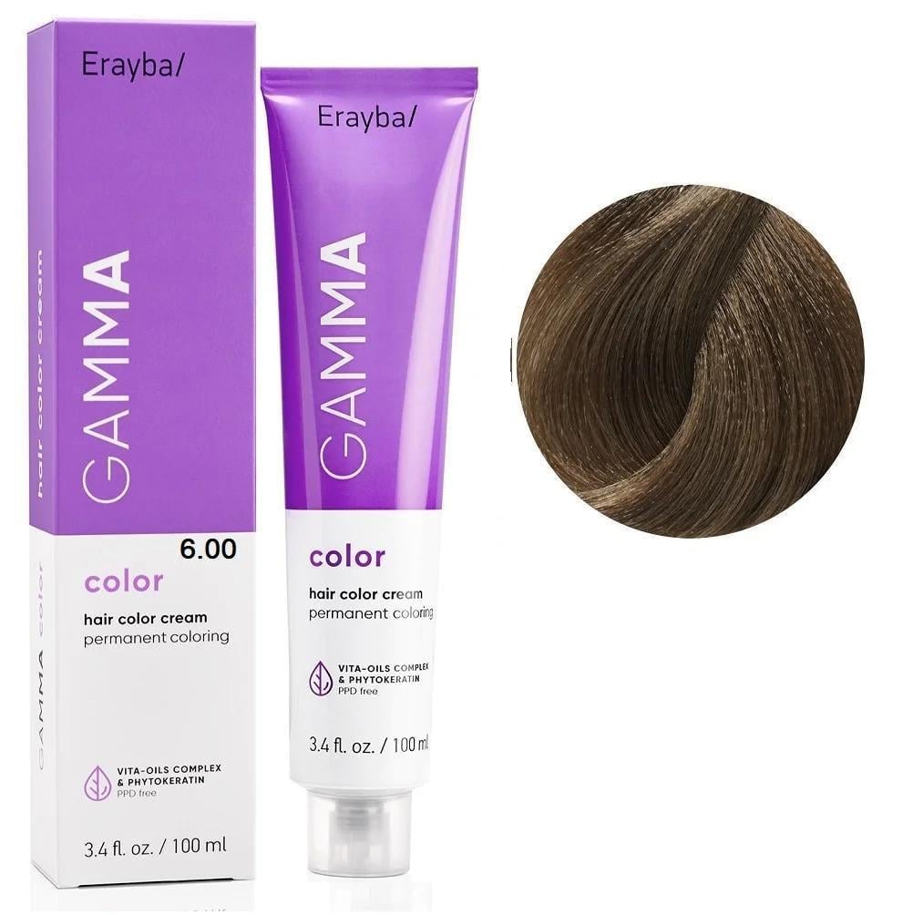 Краска для волос перманентная Erayba Gamma Color Cream 6/00 Натуральный темный блонд 100 мл