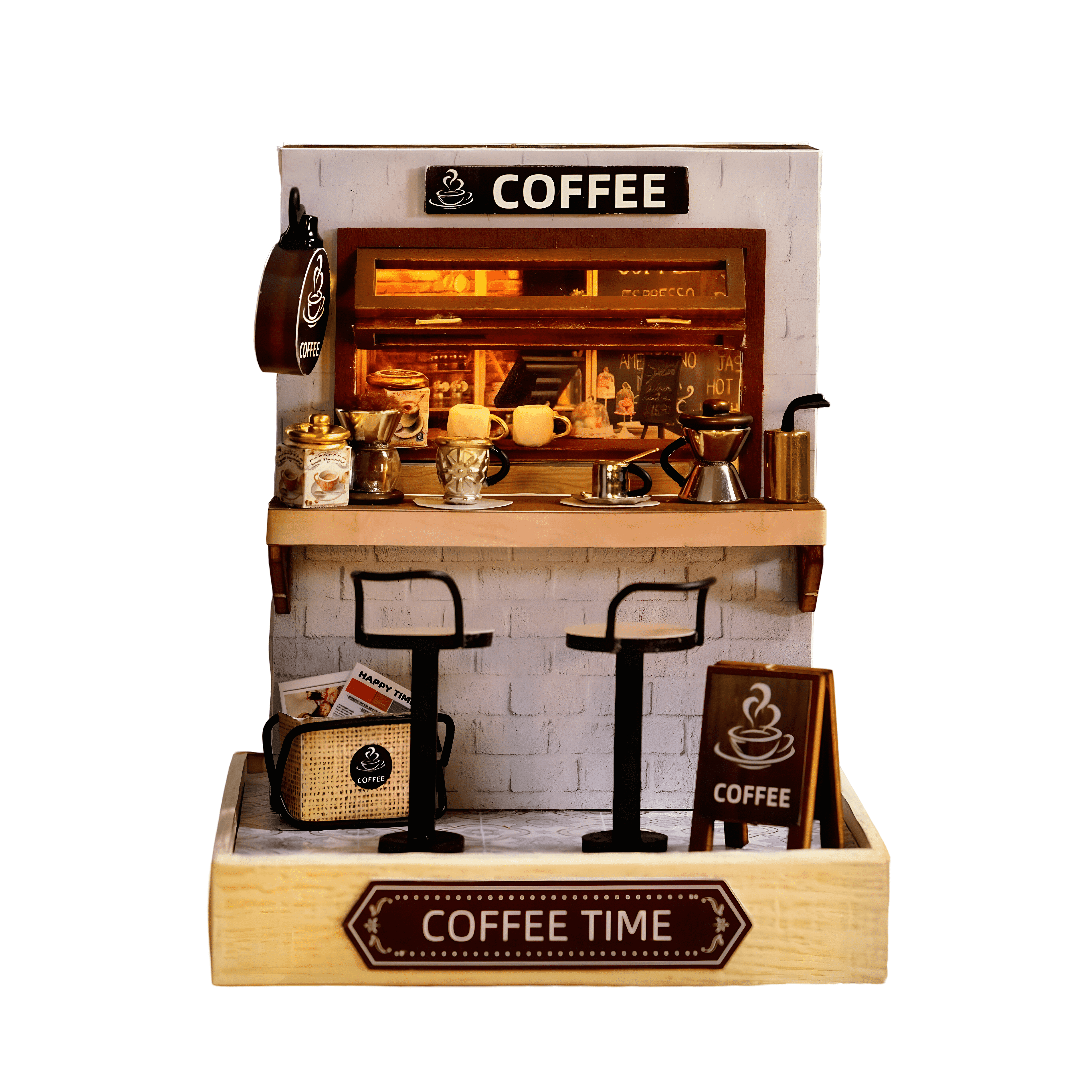 Конструктор 3D Румбокс Время кофе своими руками со светом (Qt-041 (048)