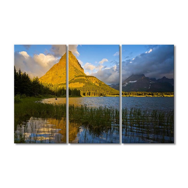 Картина модульная Быстрое озеро Горы 3 модуля 120x180 см