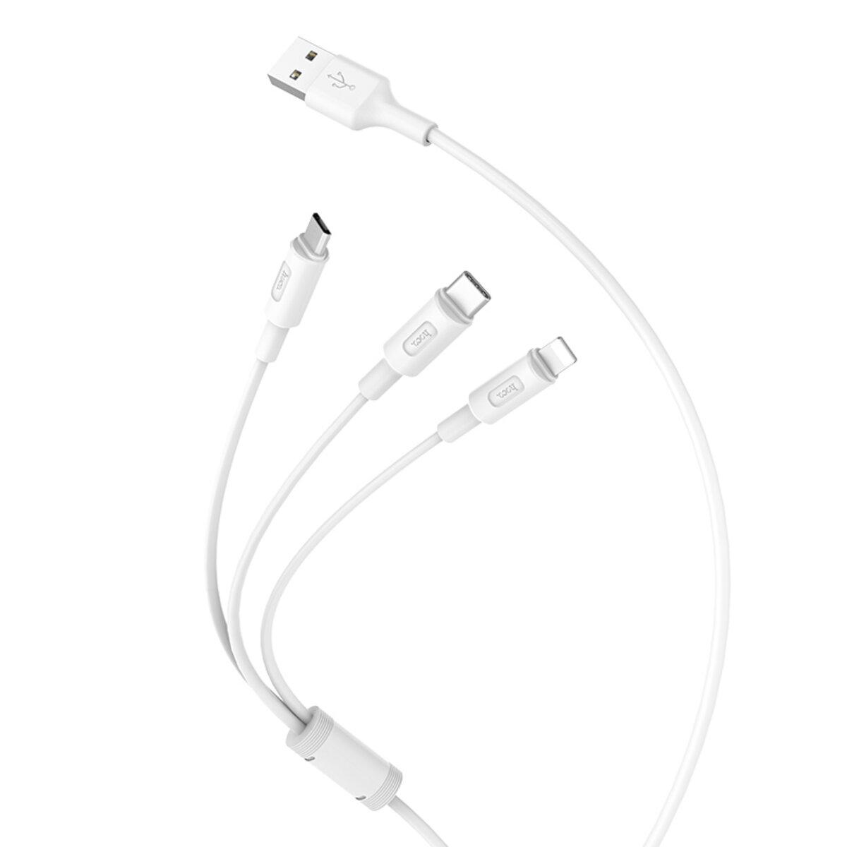 Кабель Hoco combo Micro USB Lightning Type-C X25 2 A 1 м White (563731) Кабель Hoco combo Micro USB Lightning Type-C X25 2 A 1 м White (563731)