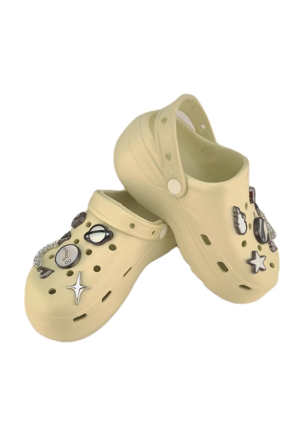 Кроксы женские с джибитсами р. 40/41 25 см Бежевый (MY3181/1) Кроксы женские с джибитсами р. 40/41 25 см Бежевый (MY3181/1)