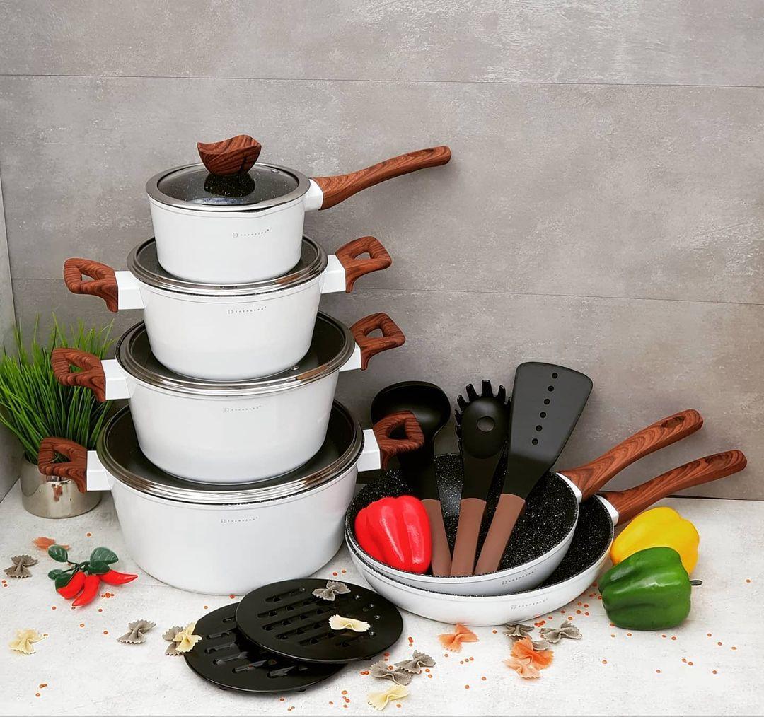Набор кастрюль для индукционных плит с мраморным покрытием Edenberg EB-5622 15 пр.