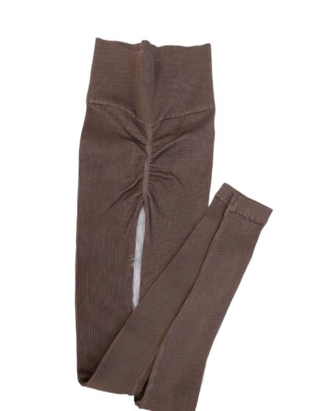 Леггинсы Giulia Leggings Rib Giulia Deep Taupe в рубчик с моделирующим швом сзади L/XL Коричневый