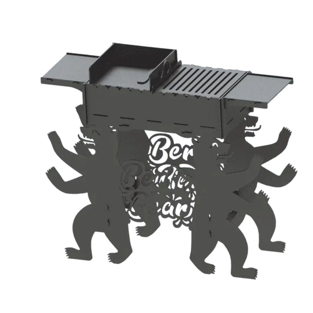 Мангал-гриль Carino Berlin Bear разборной с грилем 1014х333х964 мм металл 3 мм без покрытия (F10)