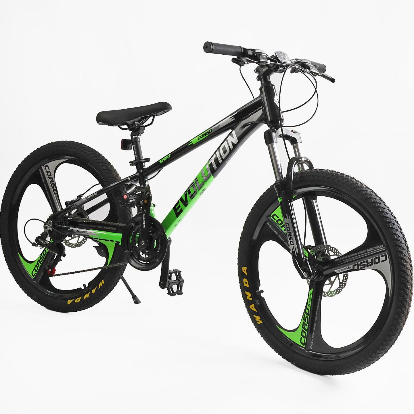 Велосипед горный подростковый алюминиевый Corso Evolution 24" литые диски рама 11" Зеленый - фото 2 Велосипед горный подростковый алюминиевый Corso Evolution 24" литые диски рама 11" Зеленый - фото 2