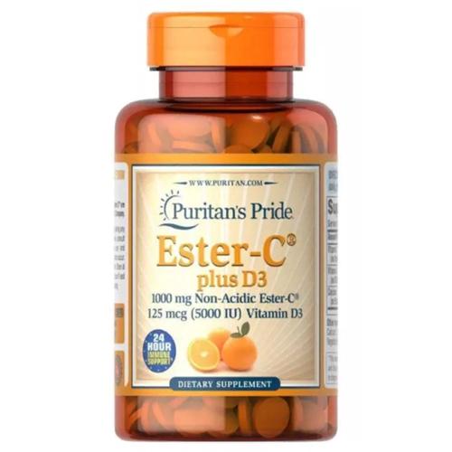 Витамин C Puritan's Pride Vitamin C-1000 мг Ester-C Plus Vitamin D-3 125 mcg (5000 IU) 60 Tabs Витамин C Puritan's Pride Vitamin C-1000 мг Ester-C Plus Vitamin D-3 125 mcg (5000 IU) 60 Tabs
