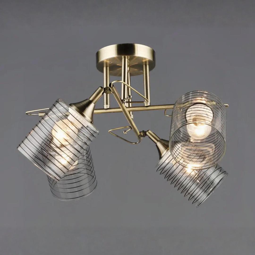 Люстра Sirius на четыре плафона в форме цилиндра под лампу Е27 Бронзовый (B N6683/4 AB)