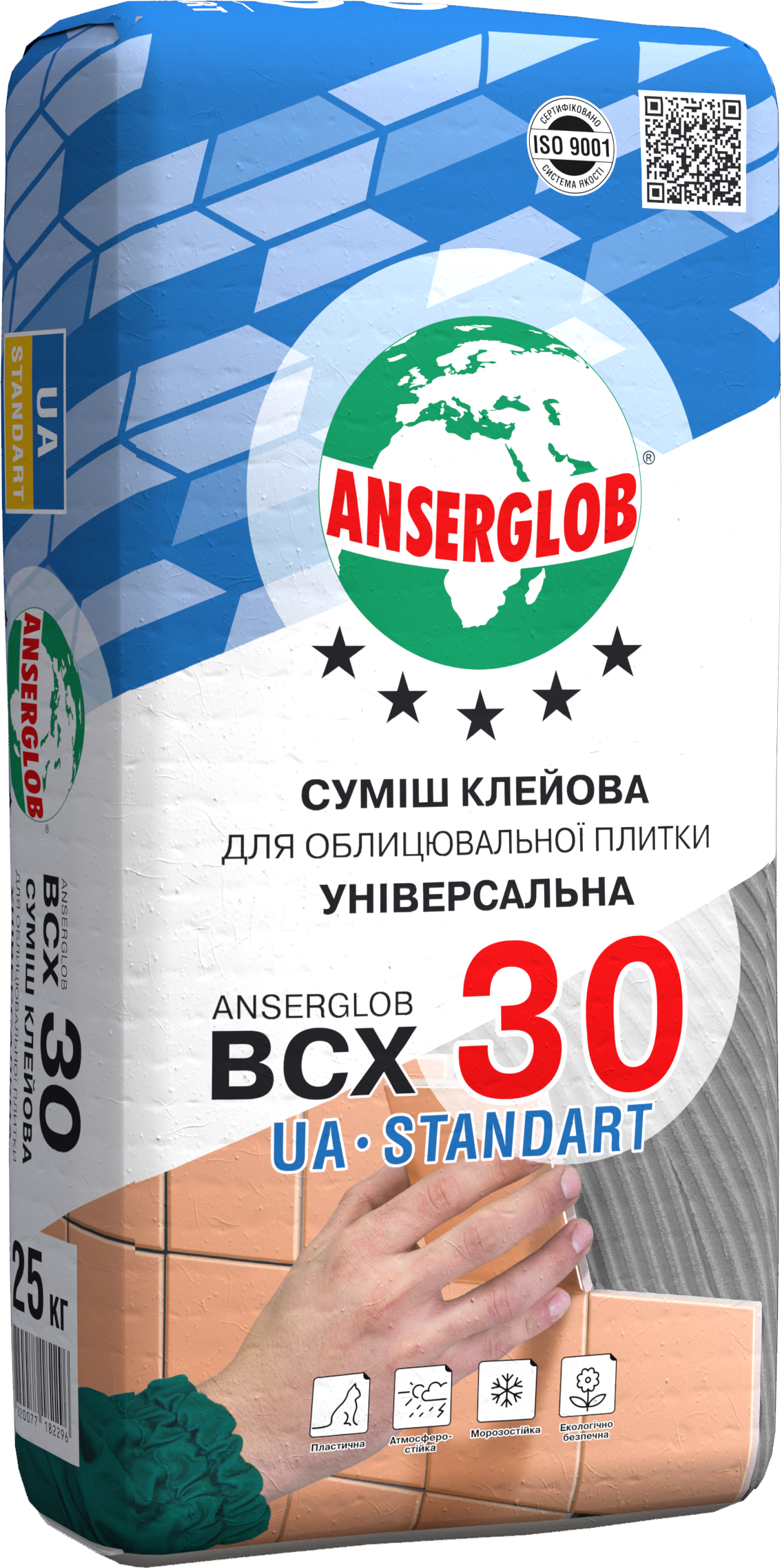 Суміш клейова ANSERGLOB BCX 30 для облицювальної керамічної плитки 25 кг (15641)