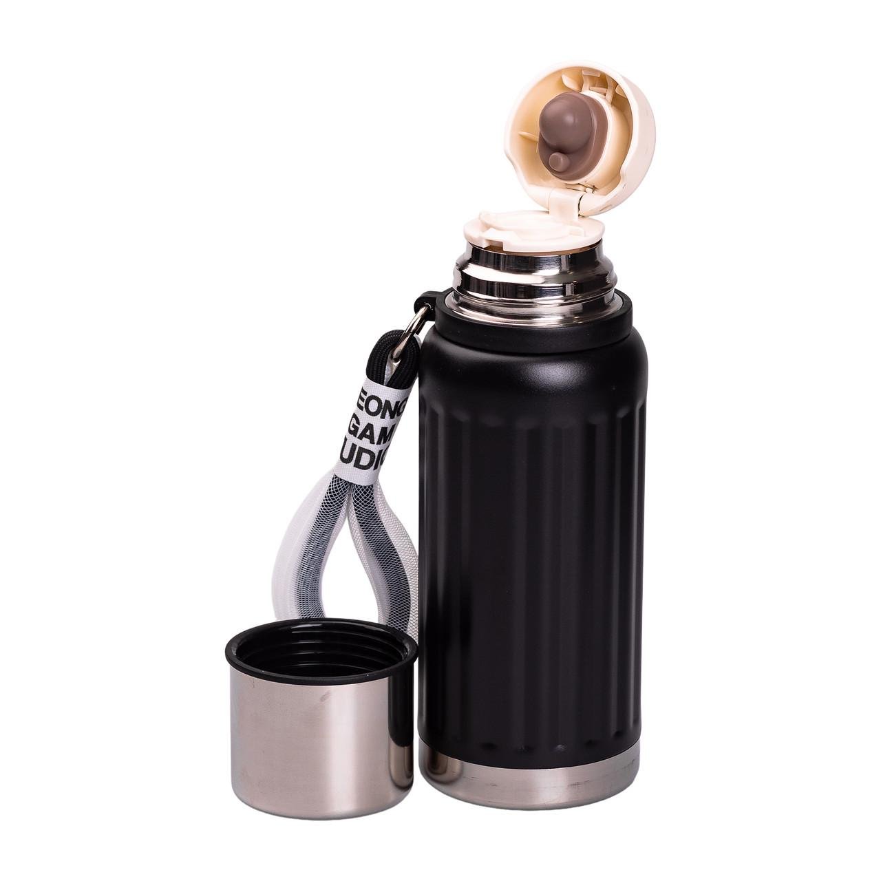 Термос Enjoy с флип крышкой и ремешком 600 мл Черный (HP-14-9B) - фото 3