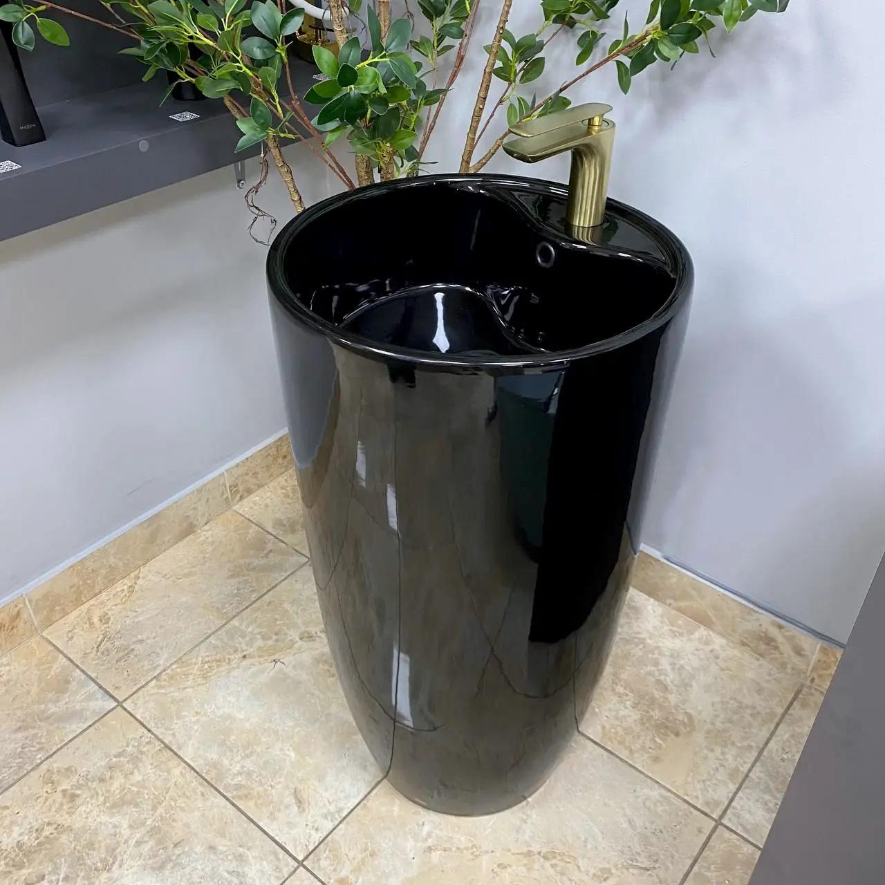 Умивальник підлоговий VBI Agriento круглий 450x450 мм Чорний глянцевий (RM-VBI-019005) - фото 2 Умивальник підлоговий VBI Agriento круглий 450x450 мм Чорний глянцевий (RM-VBI-019005) - фото 2