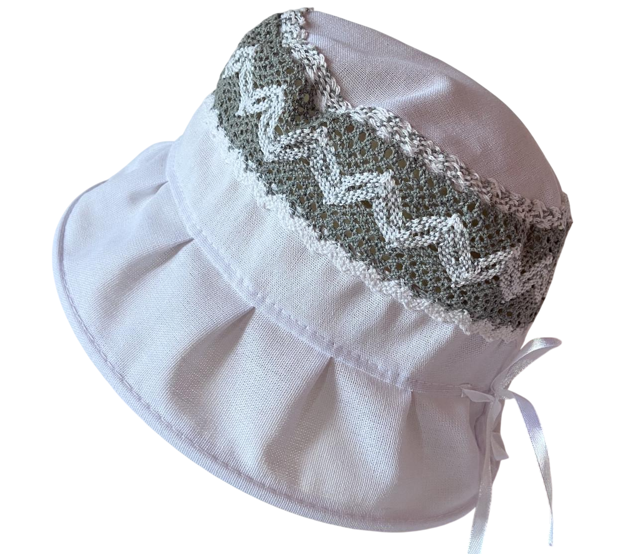 Панамка женская льняная с кружевом 55-58 см Белый