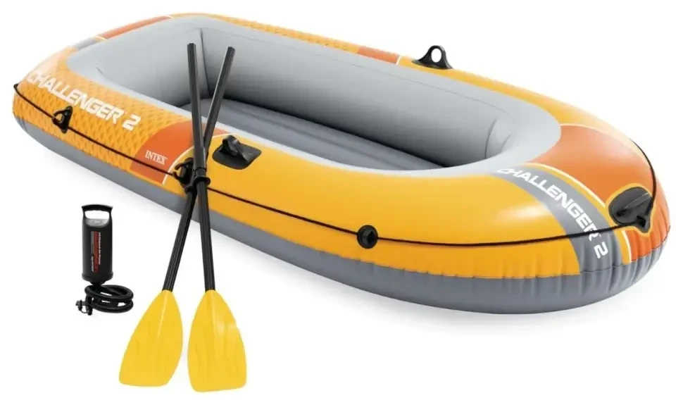 Човен надувний тримісний Intex Challenger 2 з веслами та насосом 236х114х41 см (33145711)