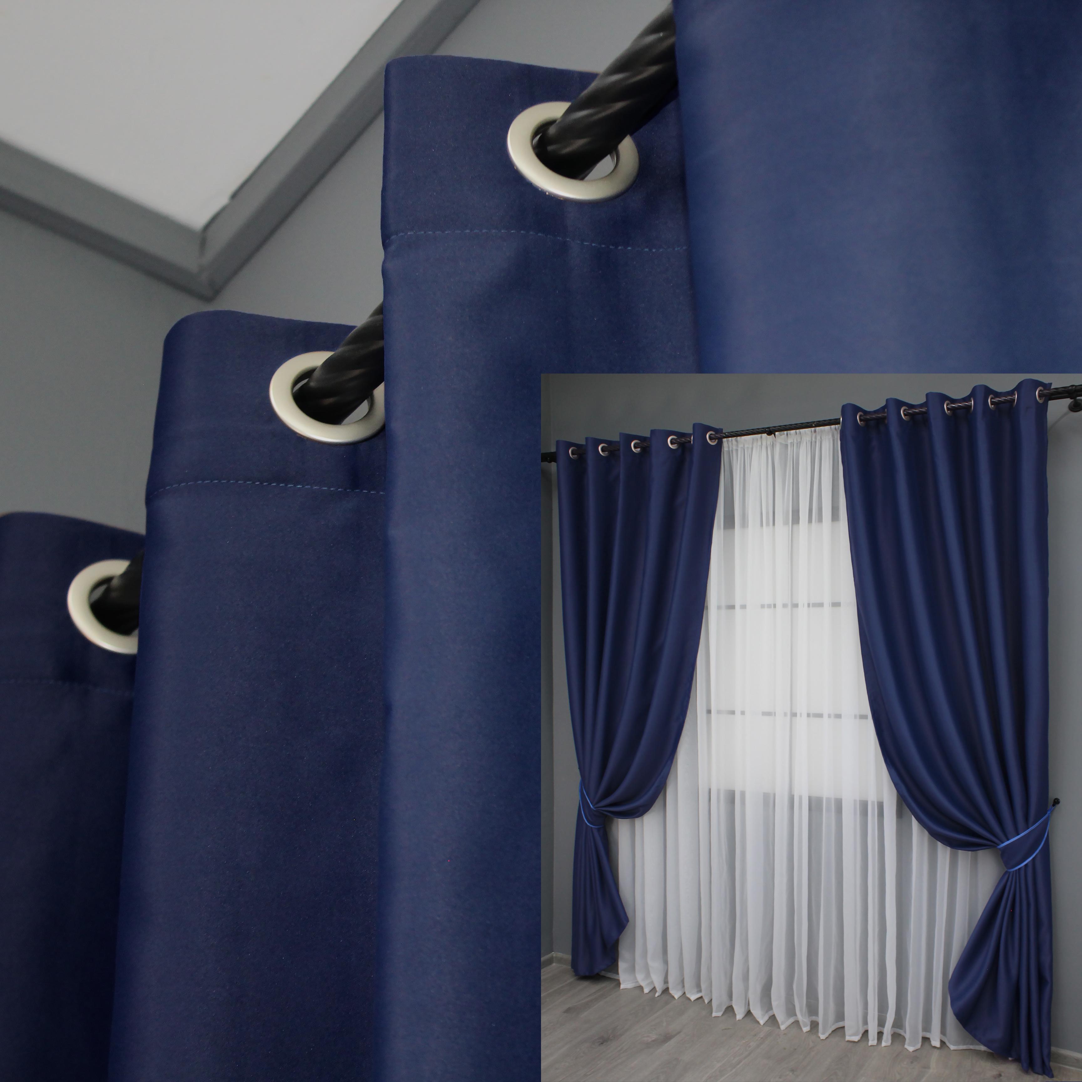 Комплект штор на люверсах VR-Textil Fusion Dimout №831ш 150х250 см 2 шт. Синий (37-0130) - фото 4 Комплект штор на люверсах VR-Textil Fusion Dimout №831ш 150х250 см 2 шт. Синий (37-0130) - фото 4