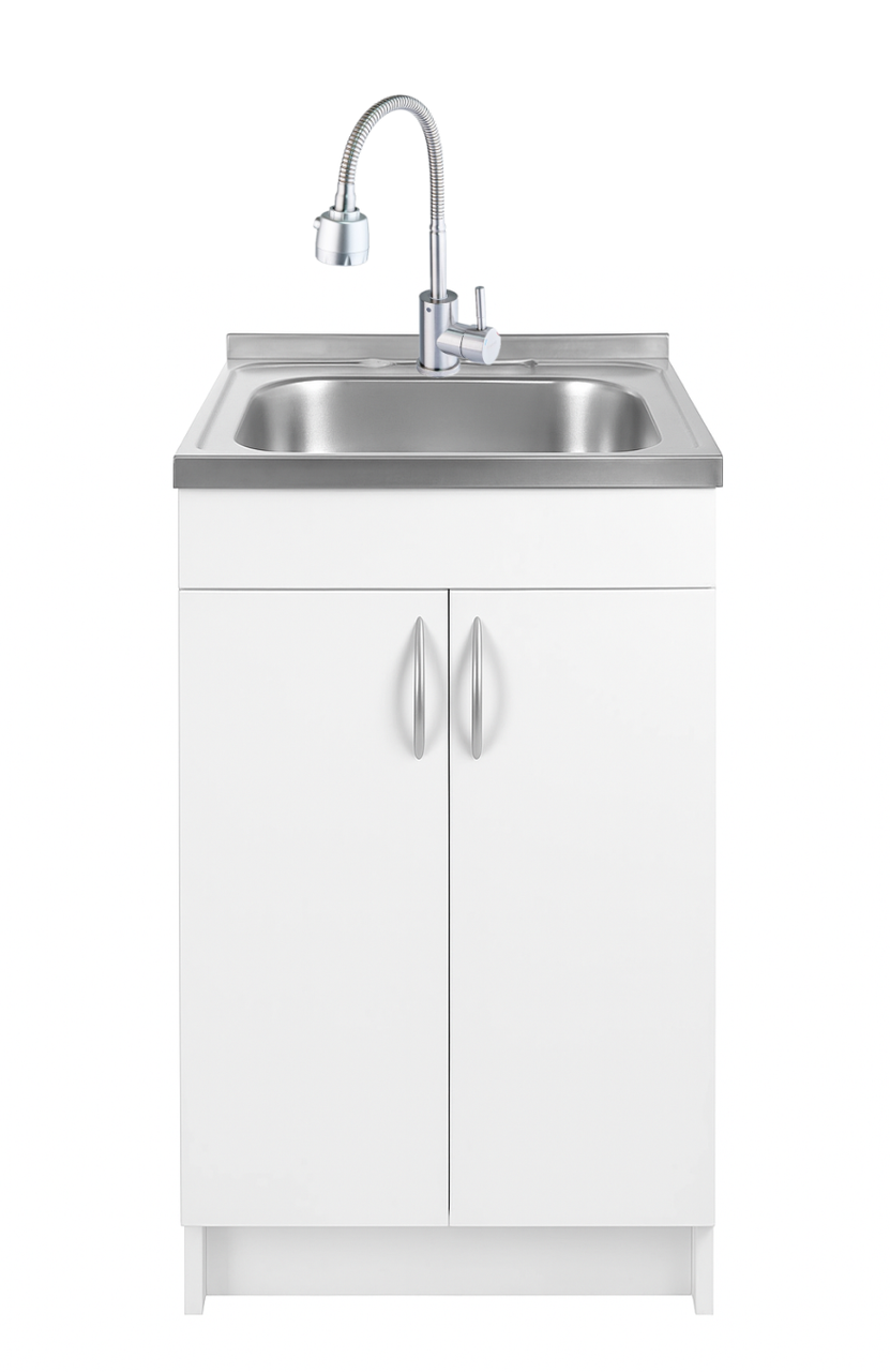 Тумба кухонная с мойкой рефлекторный смеситель/сифон 50х50 см 0,6 мм Белый