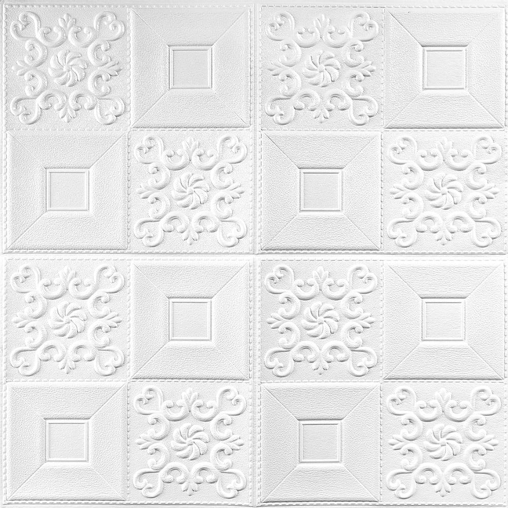3D-панель самоклеюча Sticker Wall Квадрати візерунок 700х700х9 мм Білий (Панель-114)