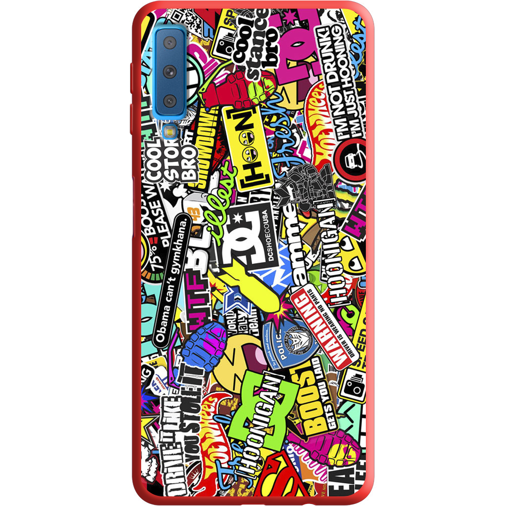 Чохол Boxface Samsung A750 Galaxy A7 2018 Multicolored Inscriptions Червоний силікон  (35481-up880-36138)