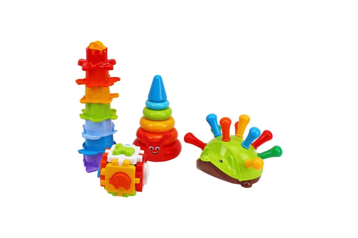 Іграшка для малюків ТехноК Подарунковий набір пірамідки/їжачок/кубик (2376) - фото 4 Іграшка для малюків ТехноК Подарунковий набір пірамідки/їжачок/кубик (2376) - фото 4