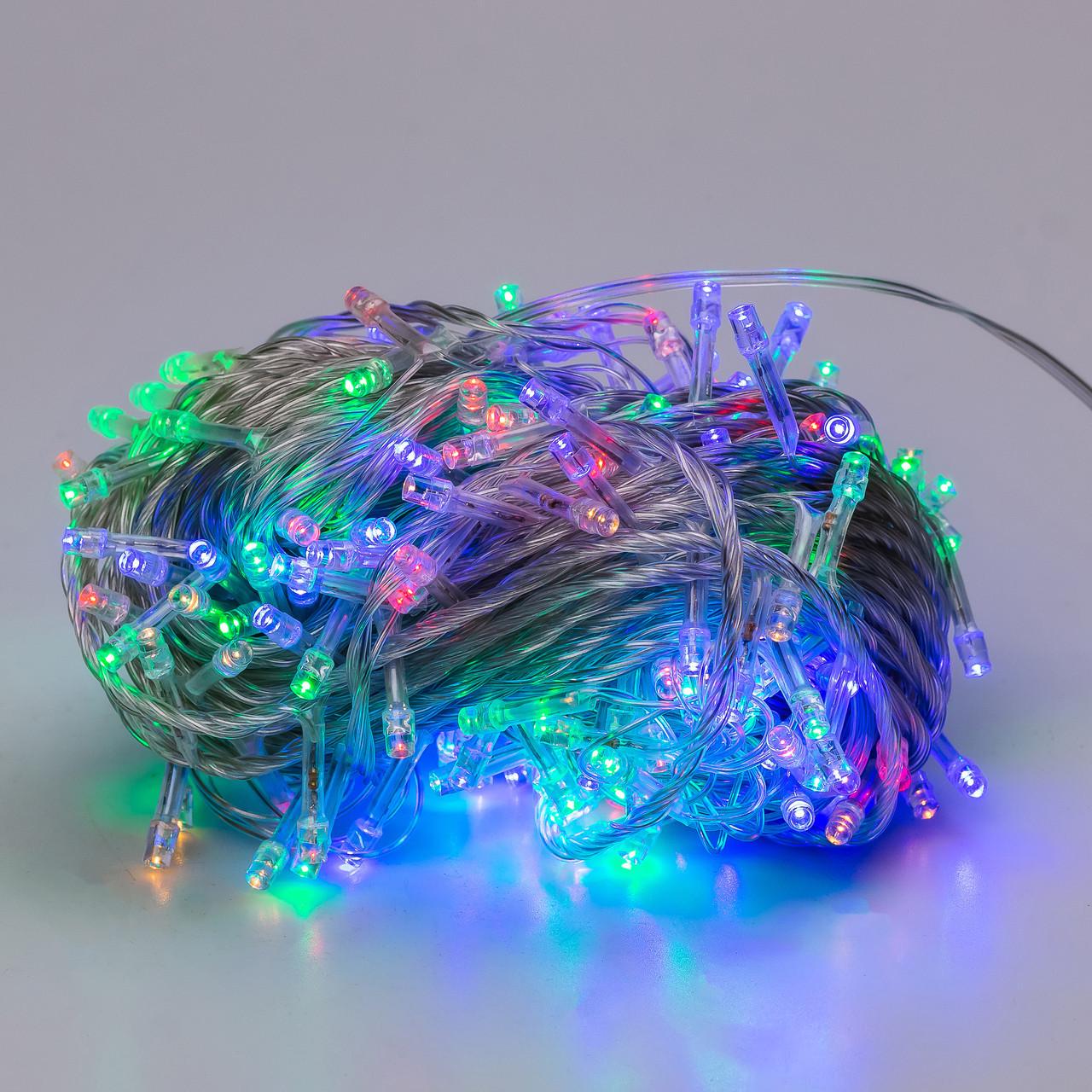 Гирлянда нить на 500 LED лампочек светодиодная прозрачный провод 8 режимов работы 22 м