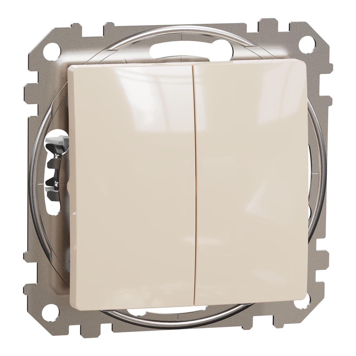Выключатель кнопочный двухклавишный Schneider Electric Sedna Design&Elements 10A Бежевый (SDD112118)
